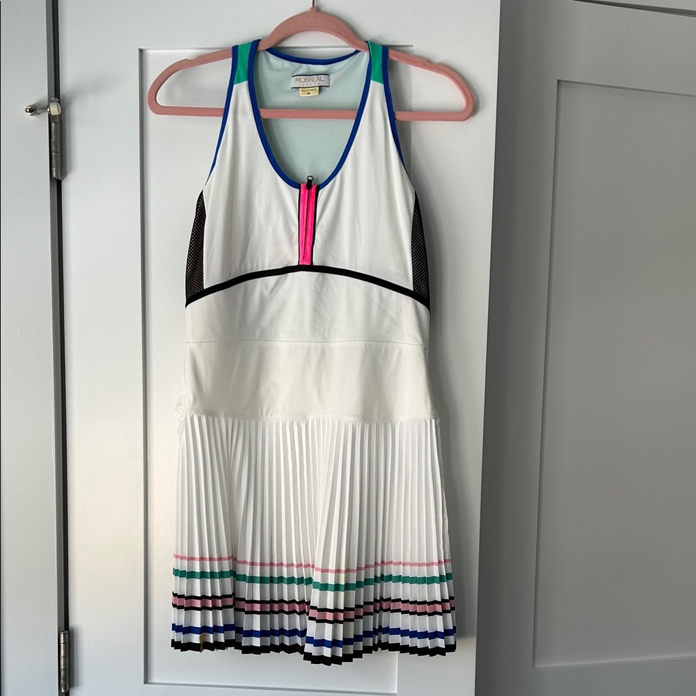 Monreal London Women's White Tennis Dress with Multicolor Accents